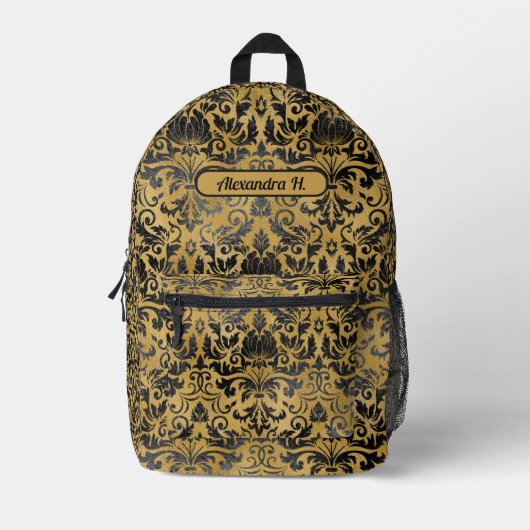 Mooie zwart en gouden glam bedrukte rugzak (Voorkant)