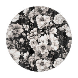 Mooie zwart en licht sepia toon bloemen snijplank