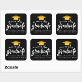 Mooie Zwart Goud Afstudeerder Pet 2025 Afstuderen Vierkante Sticker (Vel)