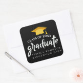 Mooie Zwart Goud Afstudeerder Pet 2025 Afstuderen Vierkante Sticker (Envelop)