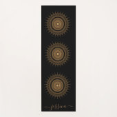 Mooie Zwart Goud Mandala Aangepaste Naam Yogamat (Voorkant)