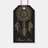 Mooie zwart gouden droom catcher mandala cadeaulabel (Voorkant)