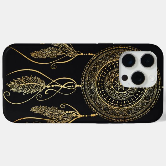 Mooie zwart gouden droom catcher mandala Case-Mate iPhone case (Achterkant (horizontaal))