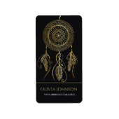 Mooie zwart gouden droom catcher mandala etiket (Voorkant)