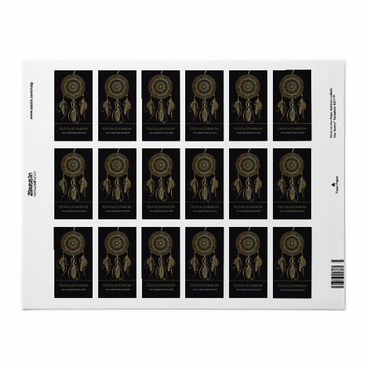 Mooie zwart gouden droom catcher mandala etiket (Full Sheet)