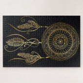 Mooie zwart gouden droom catcher mandala legpuzzel (Horizontaal)