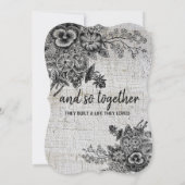 Mooie zwart/grijze artistieke bloemen kaart (Achterkant)