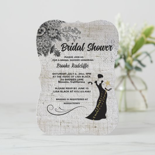 Mooie zwart/grijze artistieke bloemen kaart (Staand voorkant)