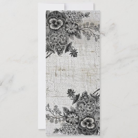 Mooie zwart/grijze bloemen bruiloft aankondiging (Achterkant)