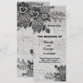 Mooie zwart/grijze bloemen bruiloft aankondiging (Voorkant / Achterkant)