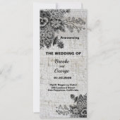 Mooie zwart/grijze bloemen bruiloft aankondiging (Voorkant)