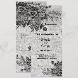 Mooie zwart/grijze bloemen bruiloft aankondiging