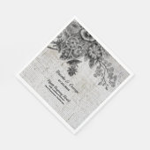 Mooie zwart/grijze bloemen bruiloft servet (Hoek)