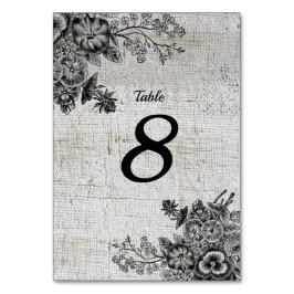 Mooie zwart/grijze bloemen Trouwtafel Kaart