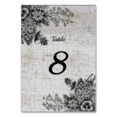 Mooie zwart/grijze bloemen Trouwtafel Kaart (Achterkant)