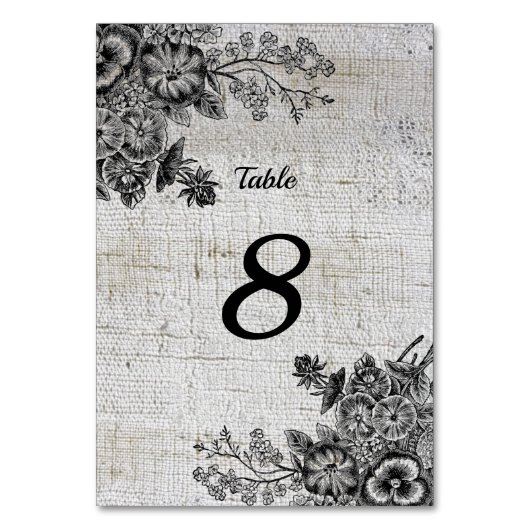 Mooie zwart/grijze bloemen Trouwtafel Kaart (Achterkant)