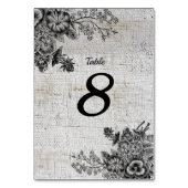Mooie zwart/grijze bloemen Trouwtafel Kaart (Voorkant)