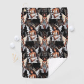 Mooie Zwart Meisje Engelen Patroonontwerp -Donker Golfhanddoek (Insitu)