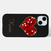 Mooie zwart/rode Stippen Hart Case-Mate iPhone Case (Achterkant (horizontaal))
