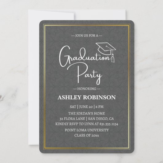 Mooie zwart-wit Afstuderen fotofeest Kaart (Achterkant)