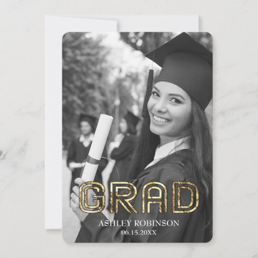 Mooie zwart-wit Afstuderen fotofeest Kaart (Voorkant)