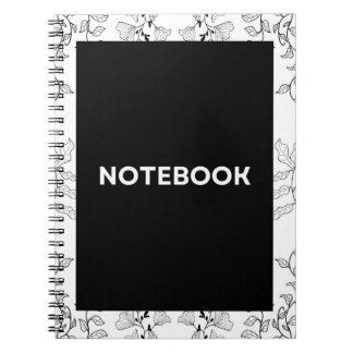 Mooie zwart-wit bloemige esthetische notitieboek