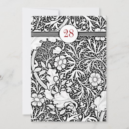 Mooie zwart-wit Damask verjaardagsuitnodigingen Kaart (Voorkant)