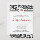 Mooie zwart-wit Damask verjaardagsuitnodigingen Kaart (Achterkant)