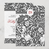 Mooie zwart-wit Damask verjaardagsuitnodigingen Kaart (Voorkant / Achterkant)