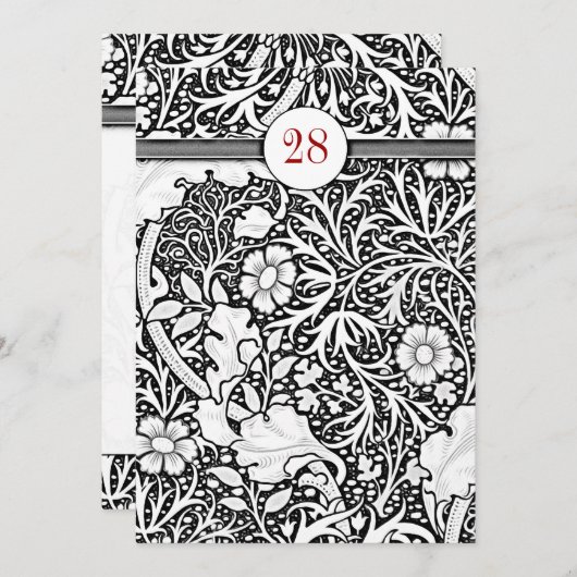 Mooie zwart-wit Damask verjaardagsuitnodigingen Kaart (Voorkant / Achterkant)