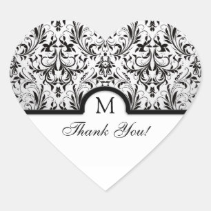 Mooie zwart & wit damast dank u hart sticker