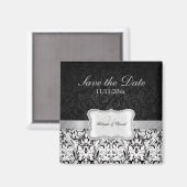 Mooie zwart-wit damast Save the Date Magneet (Voorkant / Achterkant)