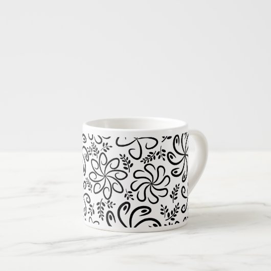 Mooie zwart-wit espressokopje espresso kop (Voorkant rechts)