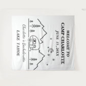 Mooie zwart-wit kampeer vrijgezellenfeest banner wandkleed (Voorkant (horizontaal))