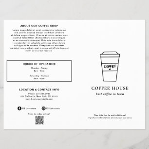 Mooie zwart-wit koffiekop koffiezaak menu