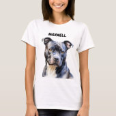 MOOIE ZWART & WIT PIT BULL TERRIER HOND T-SHIRT (Voorkant)