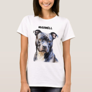 MOOIE ZWART & WIT PIT BULL TERRIER HOND T-SHIRT