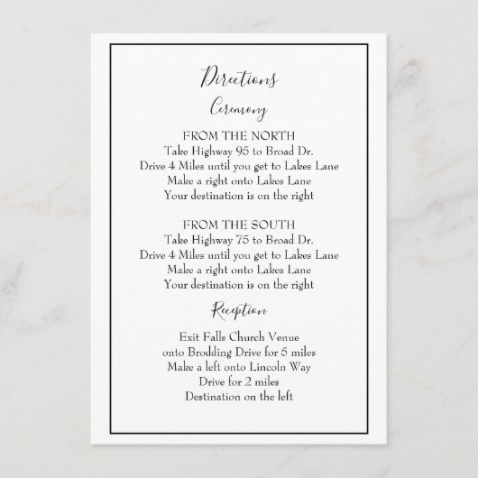 Mooie zwart-wit routebeschrijving informatiekaartje (Voorkant)