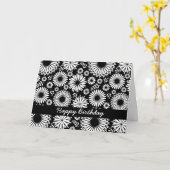 Mooie zwart-wit verjaardagskaart kaart (Gele Bloem)