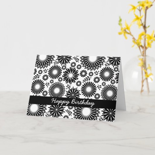 Mooie zwart-wit verjaardagskaart kaart (Gele Bloem)