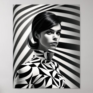 Mooie zwart-wit vrouwen Art.Portret Poster