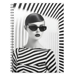 Mooie zwart-wit vrouwen kunstportret notitieboek