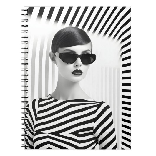 Mooie zwart-wit vrouwen kunstportret notitieboek (Voorkant)