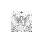 Mooie zwart-witte beschermengel rubberstempel (Afrduk)