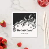 Mooie zwart-witte bloemen bruiloft servet (Insitu)