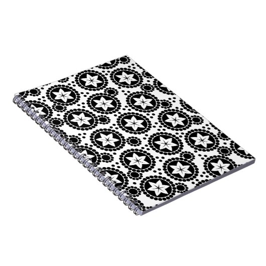 Mooie zwart witte bloemen Notitieboek (Rechterzijde)