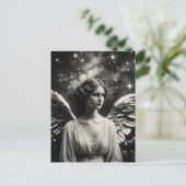 Mooie zwart-witte engel briefkaart (Staand voorkant)