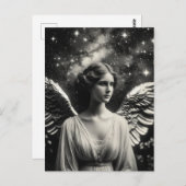 Mooie zwart-witte engel briefkaart (Voorkant / Achterkant)