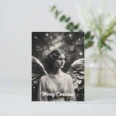 Mooie zwart-witte engel kerst briefkaart (Staand voorkant)