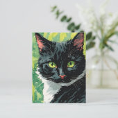 Mooie zwart-witte kat briefkaart (Staand voorkant)
